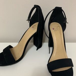 Black Suede Heels - Size 6, 4 inch